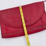Liz Claiborne Vintage 1984 Red Leather Flap Bag Purse Geometric Print Adjustable Photo 12