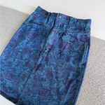Vintage 80s New Breed Blue Purple Floral Print Denim Pencil Mini Skirt Size 9/10 Photo 2