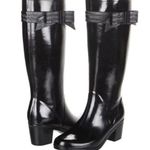 Kate Spade Black Rubber Tall Heeled Winter Rain Boots with Bow Size 7 Photo 0