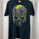 Fruit of the Loom  Medium Skull Neon Grunge Emo Skeleton Halloween Graphic Tee Photo 0