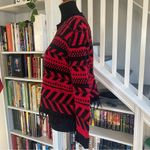 Vintage Monterey by Korea Red & Black Fringe Sweater Size M Photo 2