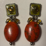 Earrings pierced in burnt orange and jade green color Photo 0