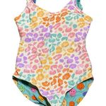 Posh Peanut Mina Reversible Swimsuit Mom Size Small Smiley Face Animal Print Photo 0