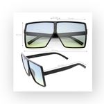 new Oversize Retro Flat Top Translucent Sunglasses ☀︎︎ Black / Blue Pink Lens Photo 4