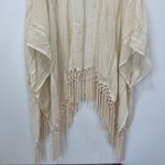 Muche Et Muchette Ivory Lace Shawl Poncho Boho One Size Fringe Beach Coverup Tan Photo 11