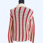 Vintage 2000’s Red and cream striped crochet cardigan Size Small Photo 2