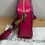 Michael Kors Ginny Hot Pink Leather "Love" Studded Medium Crossbody Camera Bag Photo 10