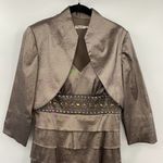 Eliza J Gray 2 Piece Formal Dress Jacket Set Beaded Tiered Gown Womens Size 8 Photo 2