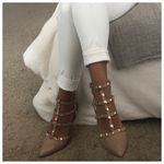 mix no. 6 Nude Studded Patent Leather Caged Strappy Pointed Toe Heels Sz 11 Photo 8