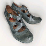 Miz Mooz Soho Mary Jane Pump Womens 8 Gray Green Leather Derby Strappy Heel Photo 0