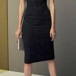 Dress the Population Black "strappy geometric" Midi Dress L Photo 2