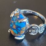 Mixed 3 color gemstone S925 silver ring size 6 Photo 2