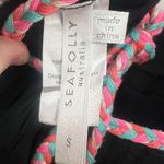 Seafolly black 100% cotton gauze maxi dress braided strappy neck tie size small Photo 5