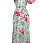 Hello Molly Where Wildflowers Bloom Red Green Floral One Shoulder Maxi Dress XS Photo 0