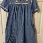 Go Softly Patio Denim Dress Embroidered Feather Peacock Western Retro Cowgirl L Blue Size L Photo 0