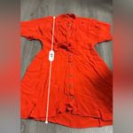 ZARA  Reddish Orange Short Sleeve Button Down Tie Mini‎ Dress Size XS Photo 10