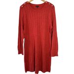 Talbots Burnt Orange Cable Knit Sweater Dress Gold Button Detail Size XL Photo 2