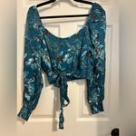 Band of Gypsies NWT BAND OF the free Sybille Size medium Teal Blue Floral Crossover Cropped Top Photo 4