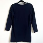 Boden Navy Blue Eyelet Sweatshirt Dress Mini Long Sleeve Crew Neck Solid Size 8 Photo 2