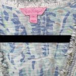 Lilly Pulitzer  Tunic Dress Blue White Abstract Print V Neck Cap Sleeve Medium Photo 4