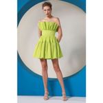 Sau Lee Lime Green Nia Pleated Strapless Cotton Mini Dress Size 4 Photo 11