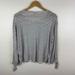 Joie 100% Linen Striped Tie Cuff Top Medium Coastal Nautical Lightweight Resort Photo 3