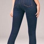 Abercrombie & Fitch Abercrombie Ultra High Rise Super Skinny // distressed dark wash raw hem Photo 1