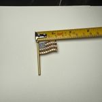 American Flag On Pole Multi Color Rhinestone Brooch Pin Gold Tone Patriotic Photo 1