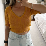 ZARA Knit Mustard Yellow Vneck Crop Top Photo 0