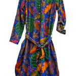 Truly 4 You Women's Colorful Tropical Floral Parrot Shirt Dress Belted Size XL Blue Photo 0