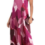 Lulus  Pink Print Pleated Satin Halter Maxi Dress NWT Size XS Wedding Guest Dress Photo 0