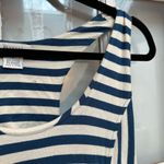 barney's new york Barney’s New York Teal & White Stripe Midi Dress Stretchy Coastal Size Large L Photo 2