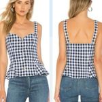 L'Academie L’Academie Brasila Navy Check Peplum Top Milkmaid Cottage Farmgirl Gingham Sz XL Photo 1