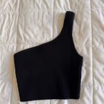 Babaton  Elegant Black Asymmetrical Crop Top Photo 2