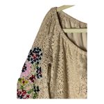 Judith March  Shirt Women Large Beige Lace Embroidered Bell Sleeve Tunic Boho Photo 3