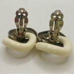 Givenchy Vintage 1980s Rhodium-Plated Ivory Enamel Figure-8 Clip Earrings Photo 3
