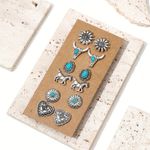 6 Pairs Vintage Western Turquoise Earrings Set – Boho Chic Jewelry, heart, horse Photo 1