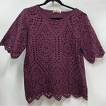 Porridge for Anthropology M plum purple Elegant eyelet Lace Women's Top boho Size M Photo 0