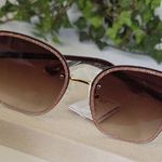 Large Rise Gold Shimmer Frame Brown Sunglasses Photo 0