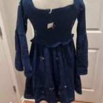 Free People  Counting Daisies Blue Embroidered Mini Dress Bell Sleeve SM NWT Photo 3