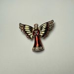 Monet Winged Angel Red Enamel Rhinestone Brooch Pin Gold Tone Signed Photo 0