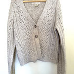 Happily Grey Sweater Women's Cream Cable Knit Cardigan Sz Small Open Photo 0