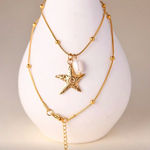 Handmade Starfish and natural pearl charms daily wear necklace fairy and dainty Photo 1