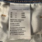 American Eagle  SZ 4 LONG Mom Jeans Hi-Rise Distressed Rip Zip-Fly Whiskered Blue Photo 9