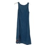 Vintage Agapo Denim Midi Dress Floral Embroidered Sleeveless Side Slits Size M Blue Size M Photo 5