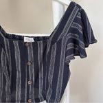 Sienna Sky Cropped Flutter Short Sleeve Navy Top SZ Small Photo 1