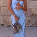 ZARA Wedding dress midi halter  blue fitted bodycon cut out baby blue Photo 8