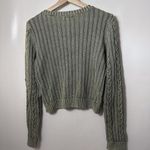 American Eagle Cardigan Cable Knit Green Button Up Round Neck Preppy Classic S Photo 1