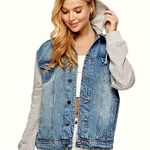 Maurice's  Blue Denim Jacket with Gray Sleeves Photo 2