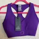 Bo+Tee  Vibrant ribbed Purple Racerback Sports Bra NWT size medium Photo 1